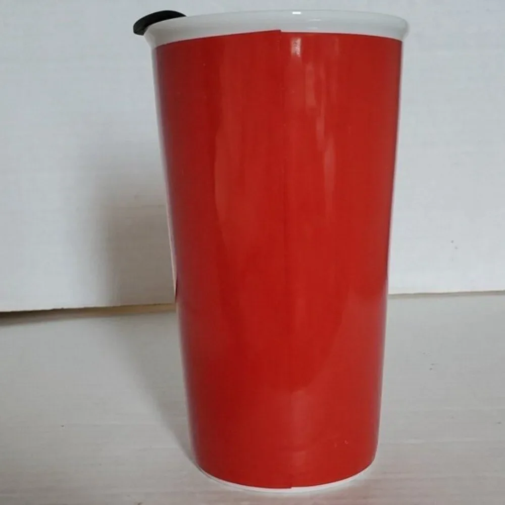 2017 Starbucks Travel Mug Cup Tumbler 11oz Ceramic Red Hot Cold Coffee Tea Cocoa